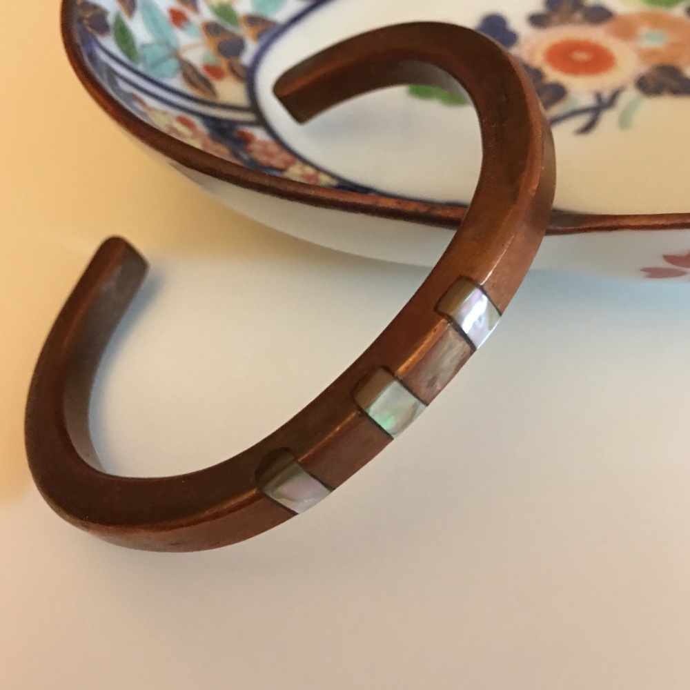 VTG BoHo Copper Cuff Bracelet with inlay MOP